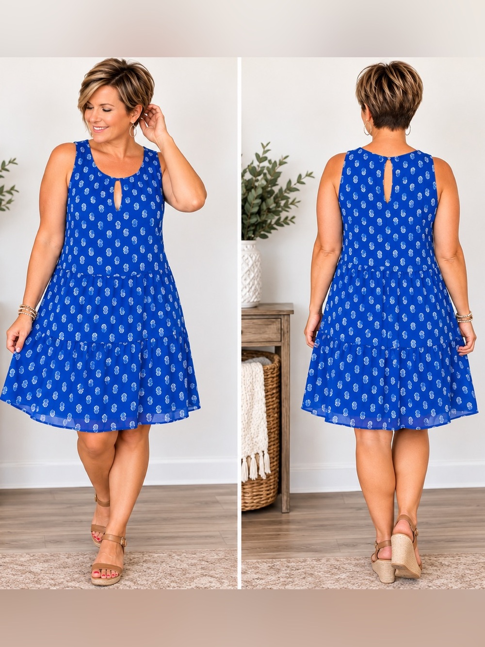 Old Navy Blue Paisley Print Sleeveless Tiered Maxi Dress XXL